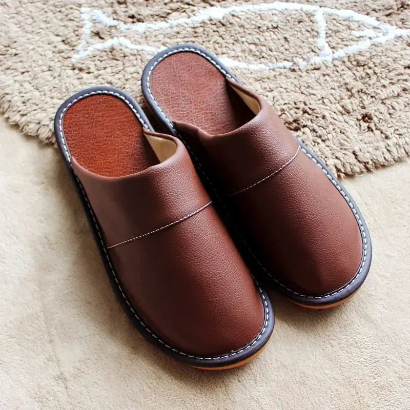 Zapatillas Sin Cordones de Cuero Hombre Casa