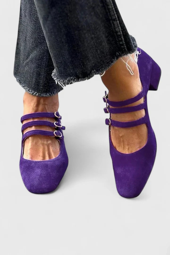 Zapatos de Tacón con Múltiples Correas Mujer Punta Cuadrada