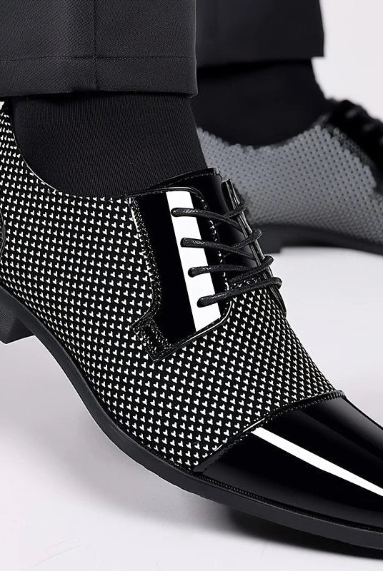 Zapatos Oxford Hombre Textura Geométrica Cordones