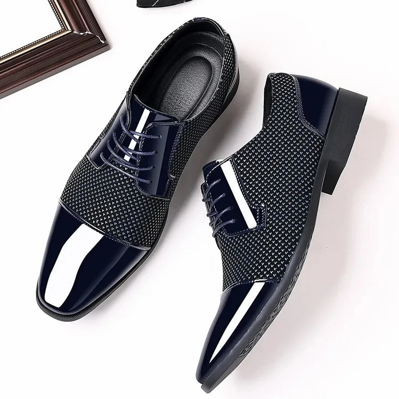 Zapatos Oxford Hombre Textura Geométrica Cordones