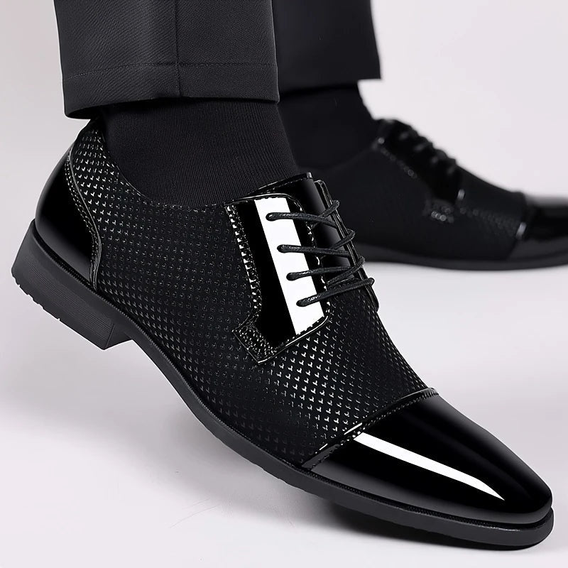 Zapatos Oxford Hombre Textura Geométrica Cordones