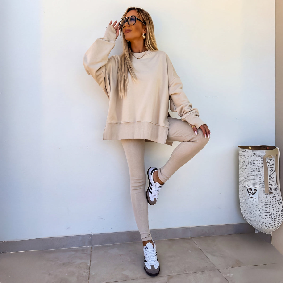 Abril | Conjunto Sudadera Sin Capucha Mujer Oversize Leggings