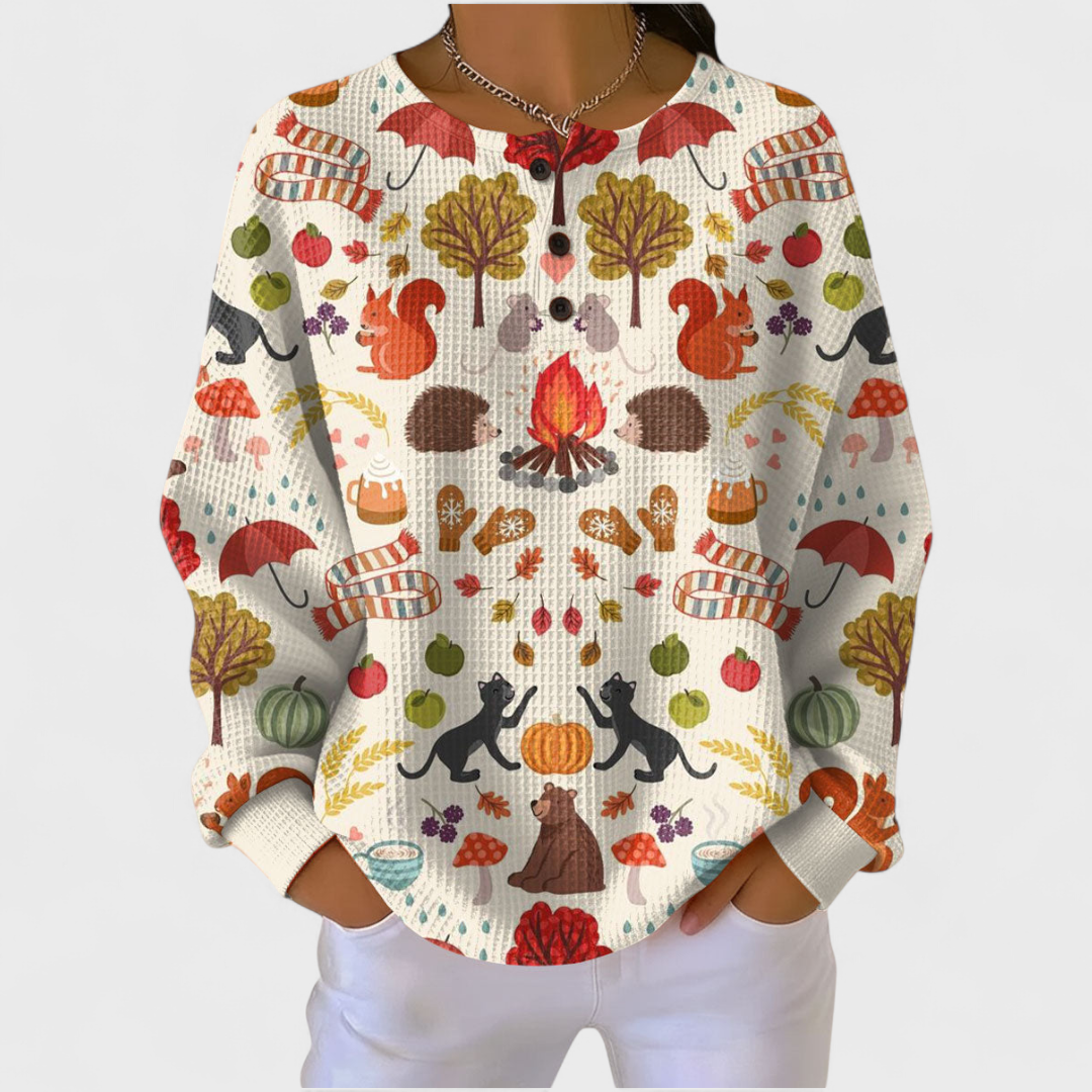 Abril | Sudadera Sin Capucha Mujer Estampado Navideño Manga Larga