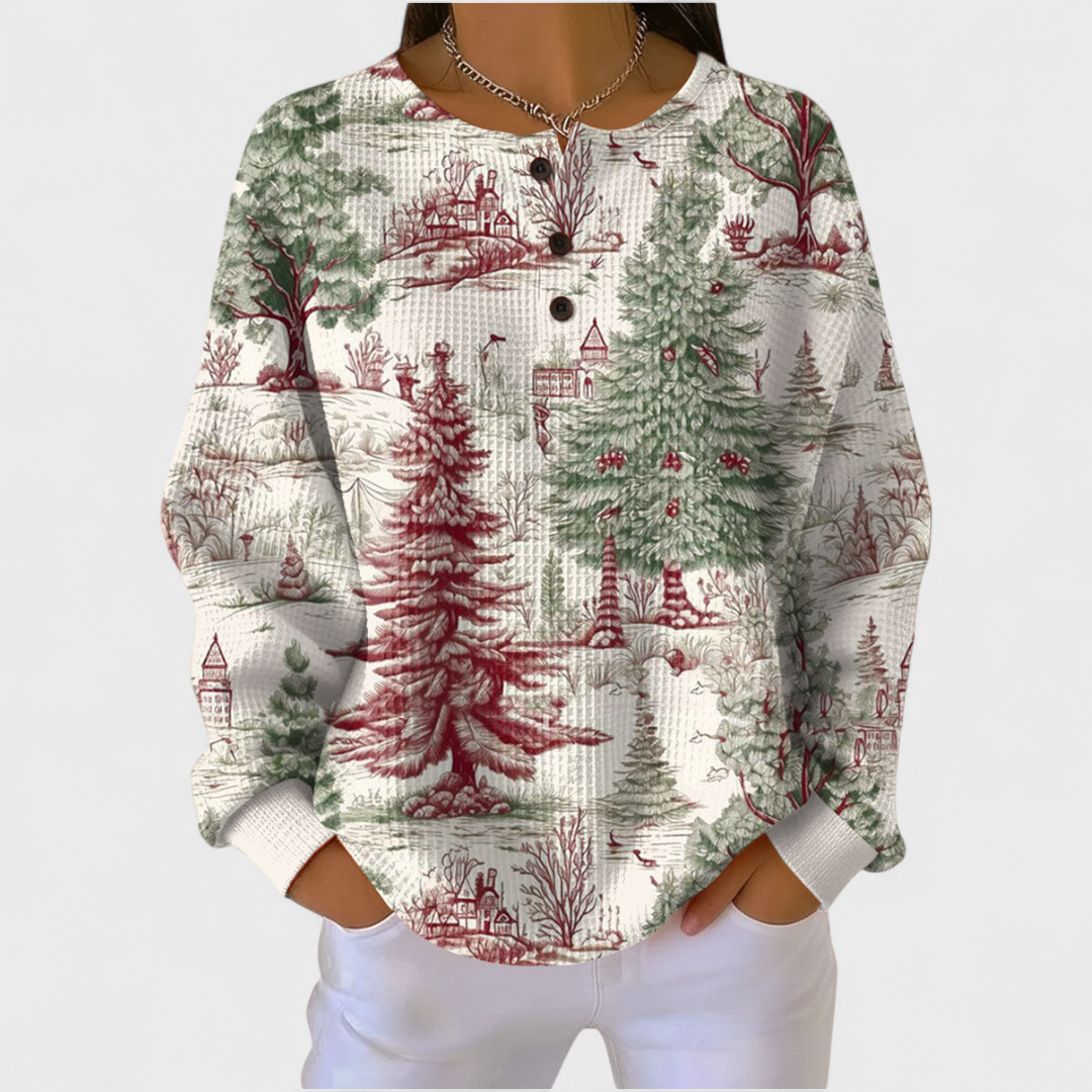 Abril | Sudadera Sin Capucha Mujer Estampado Navideño Manga Larga