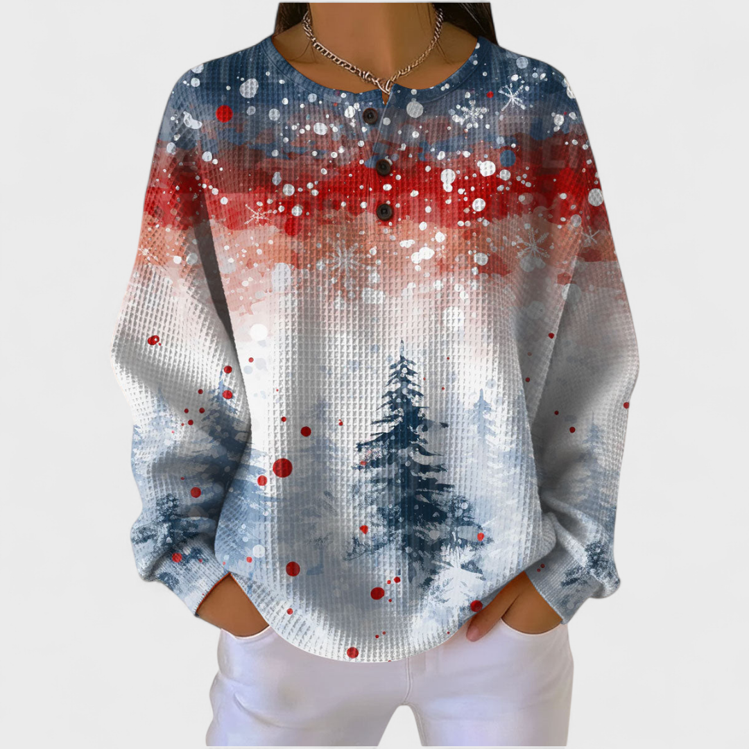 Abril | Sudadera Sin Capucha Mujer Estampado Navideño Manga Larga