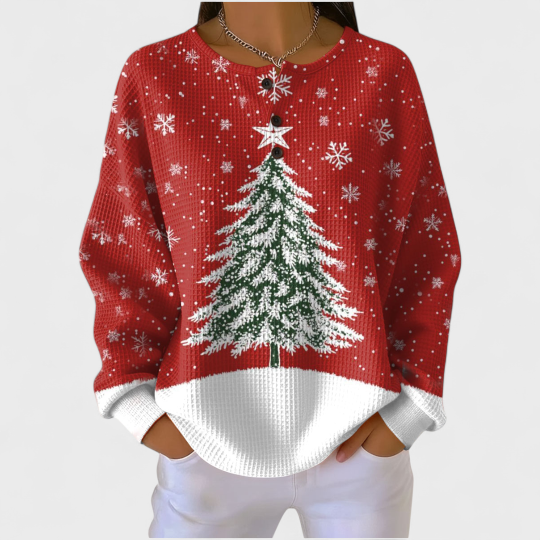 Abril | Sudadera Sin Capucha Mujer Estampado Navideño Manga Larga