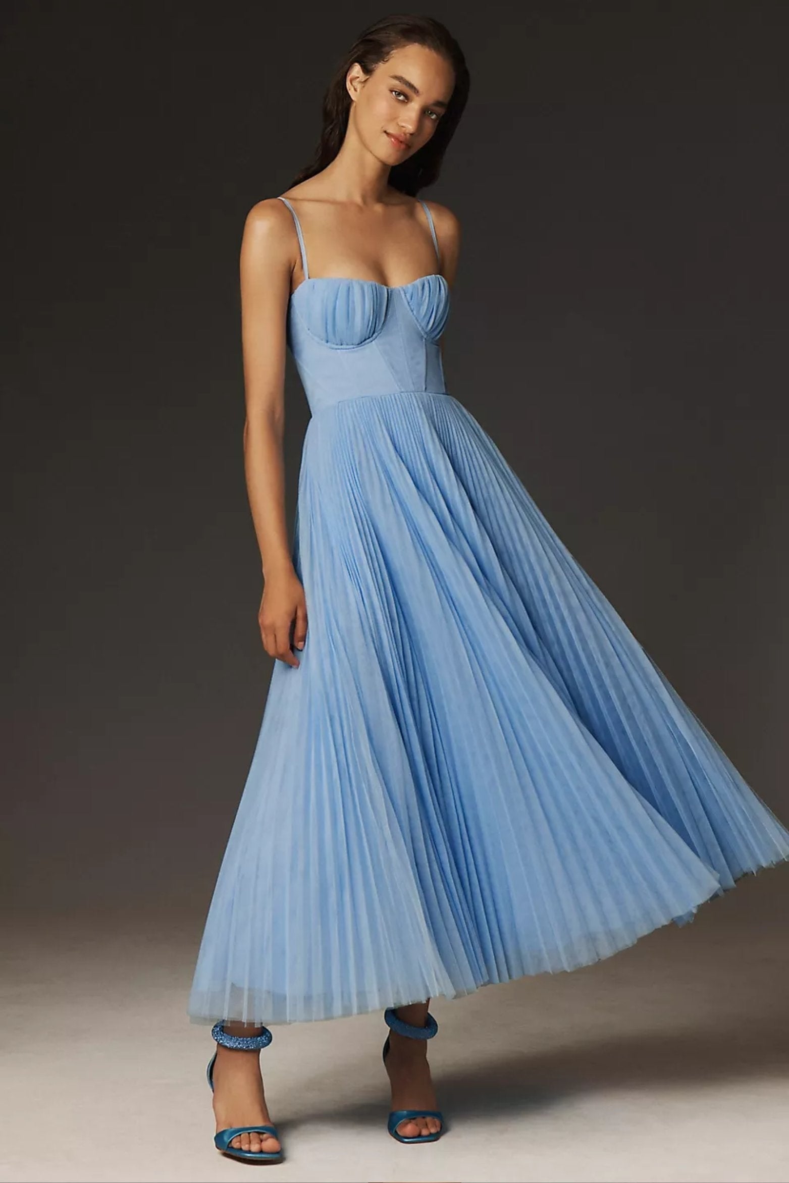 Abril | Vestido de Graduación Mujer Corsé Plisado Tirantes