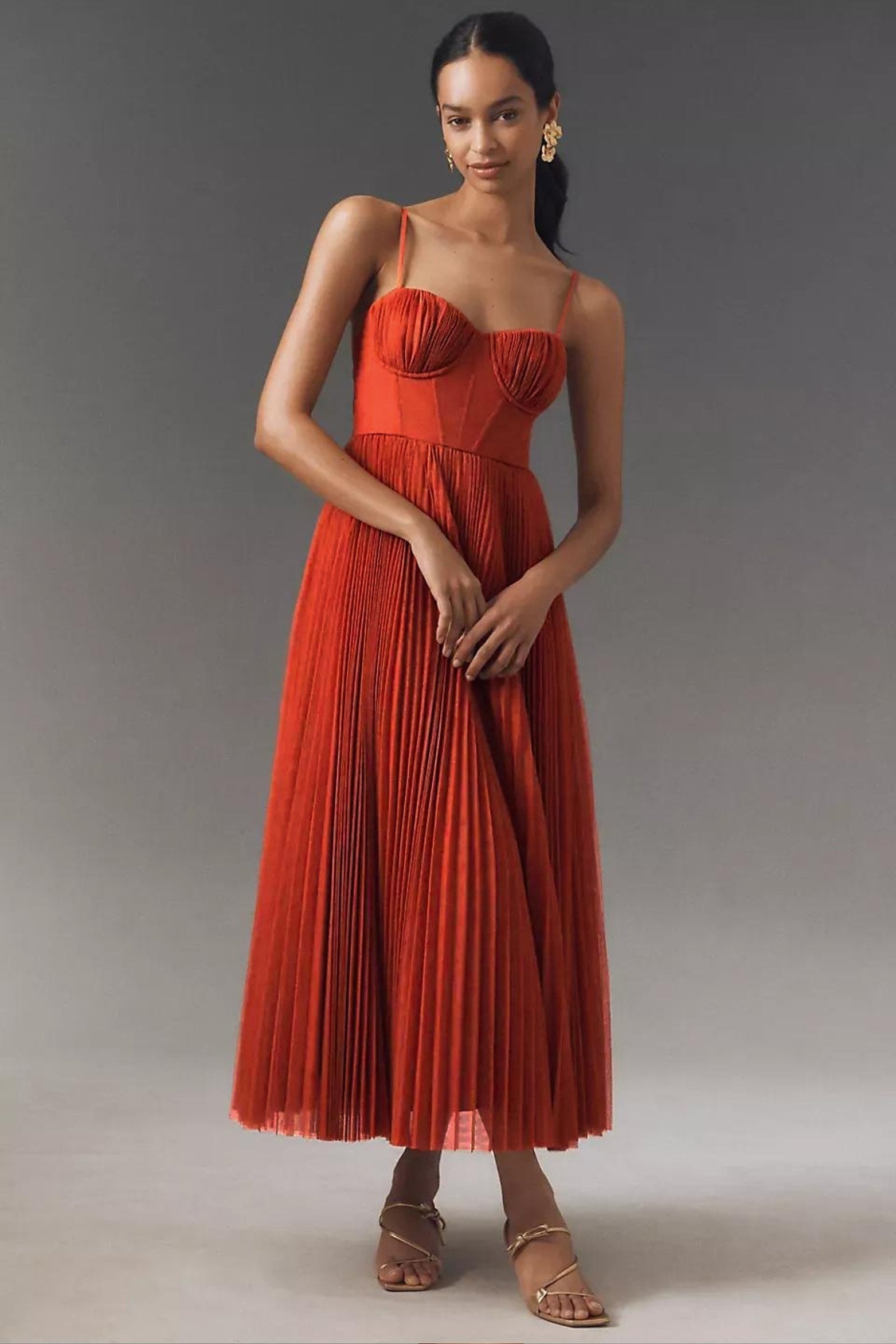 Abril | Vestido de Graduación Mujer Corsé Plisado Tirantes