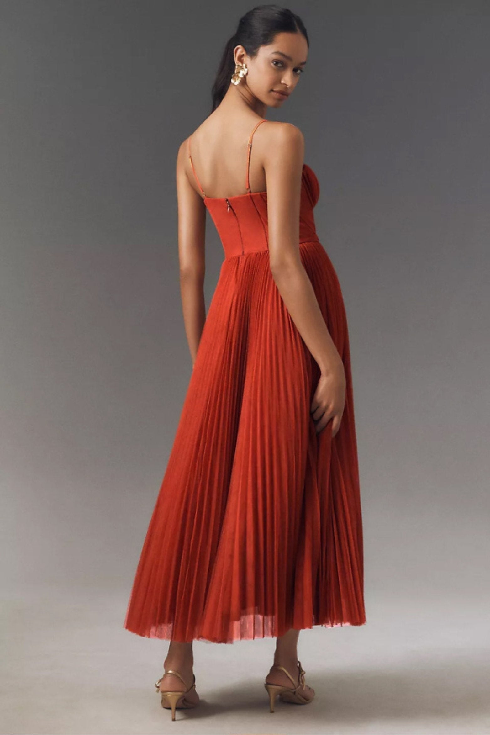 Abril | Vestido de Graduación Mujer Corsé Plisado Tirantes