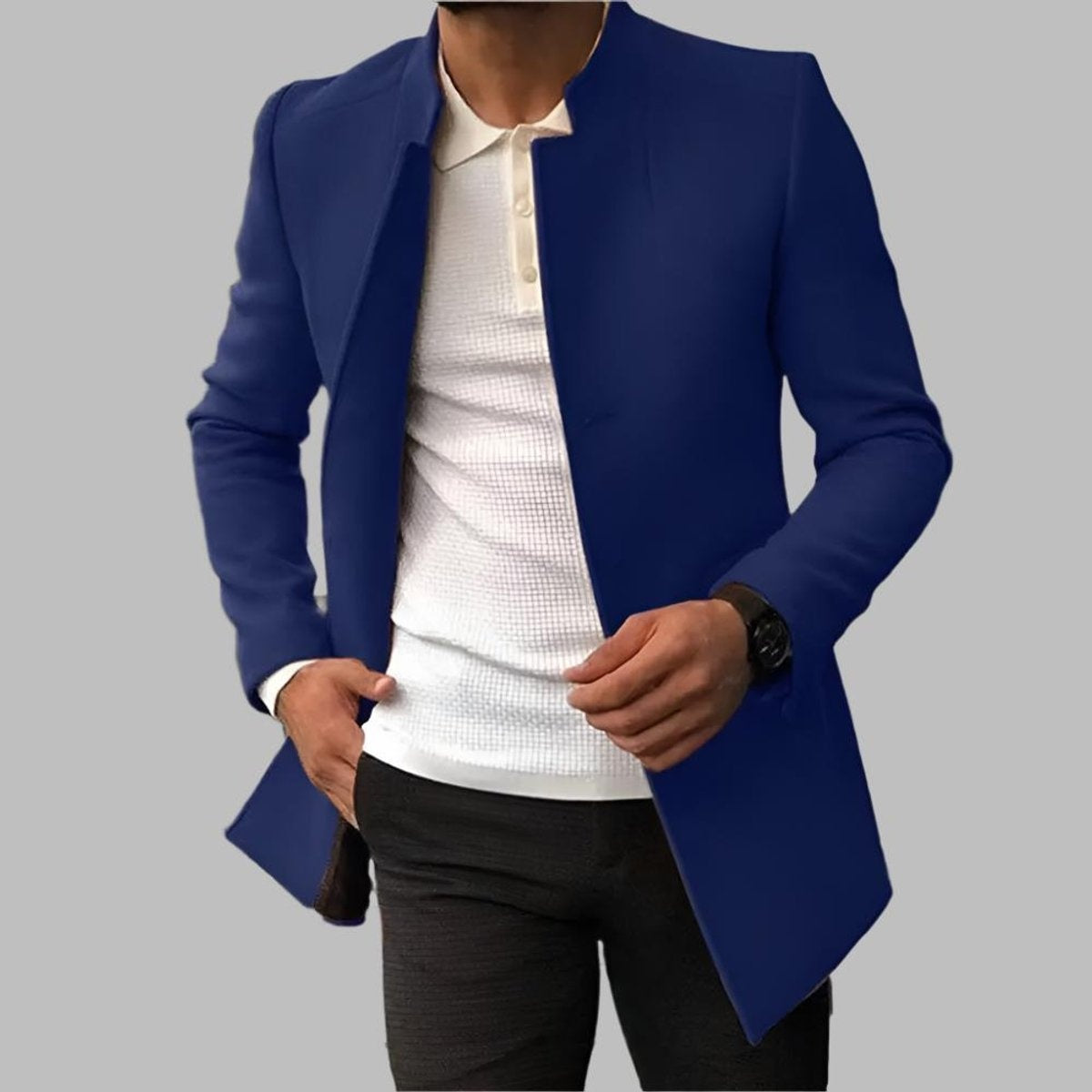Adrián | Abrigo de Lana Slim Fit Hombre Cuello Mao