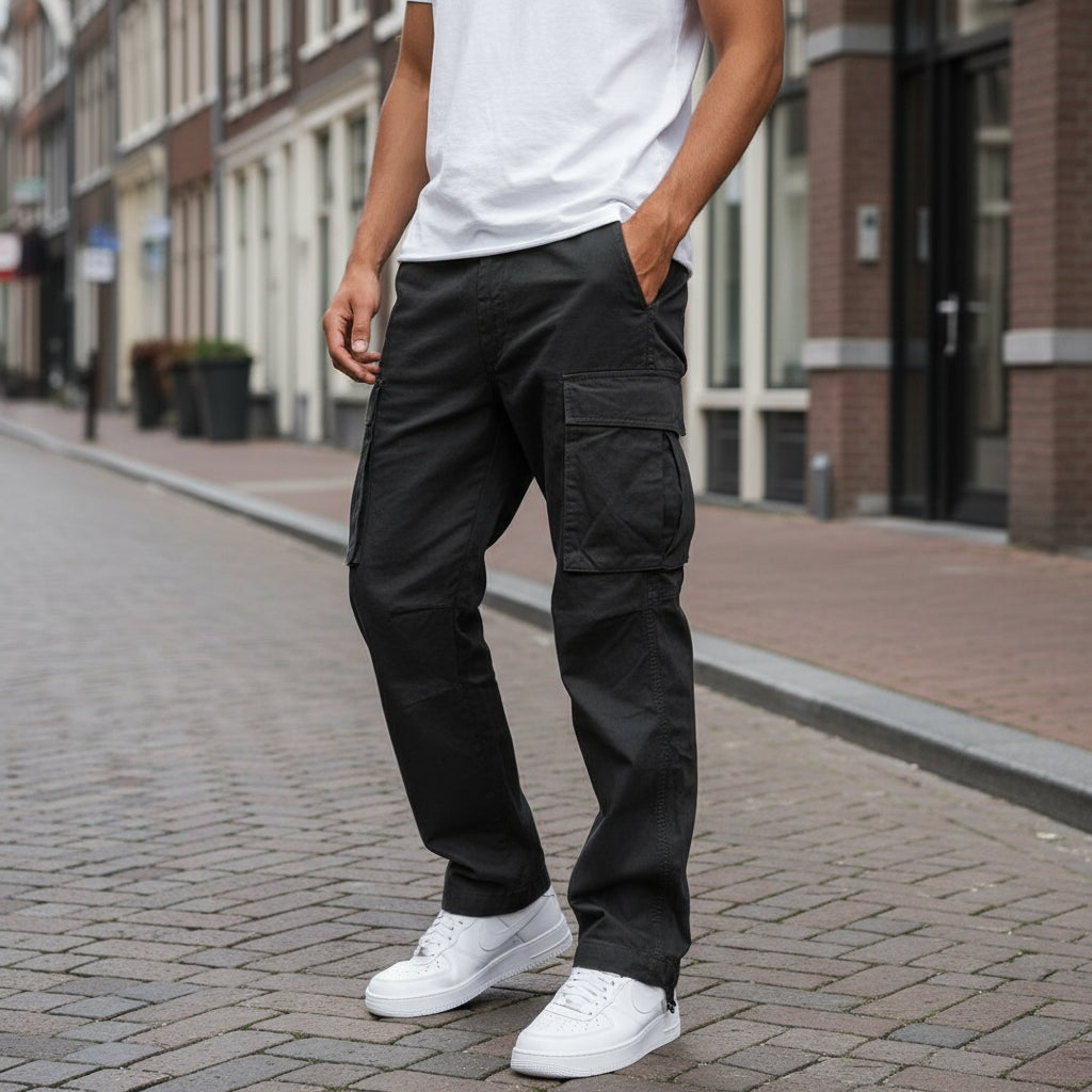 Adrián | Cargo Pants Hombre Bolsillos Laterales Corte Recto