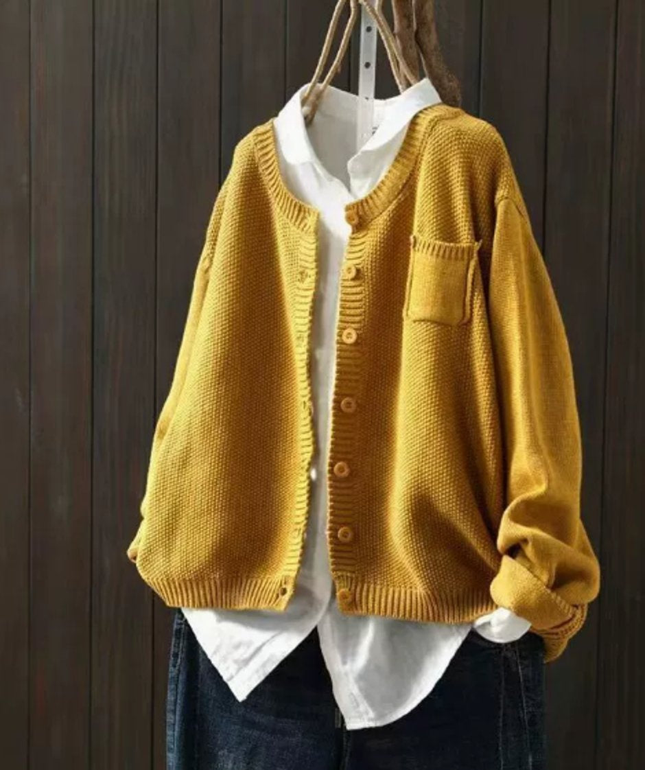 Adriana | Cárdigan de Punto Oversize Mujer Botones Bolsillo