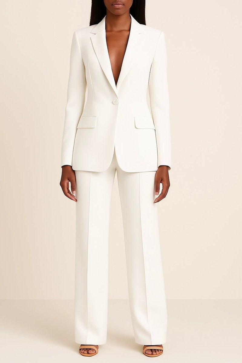Adriana | Conjunto Chaqueta Americana Mujer Blazer Entallado Pantalón Pierna Ancha