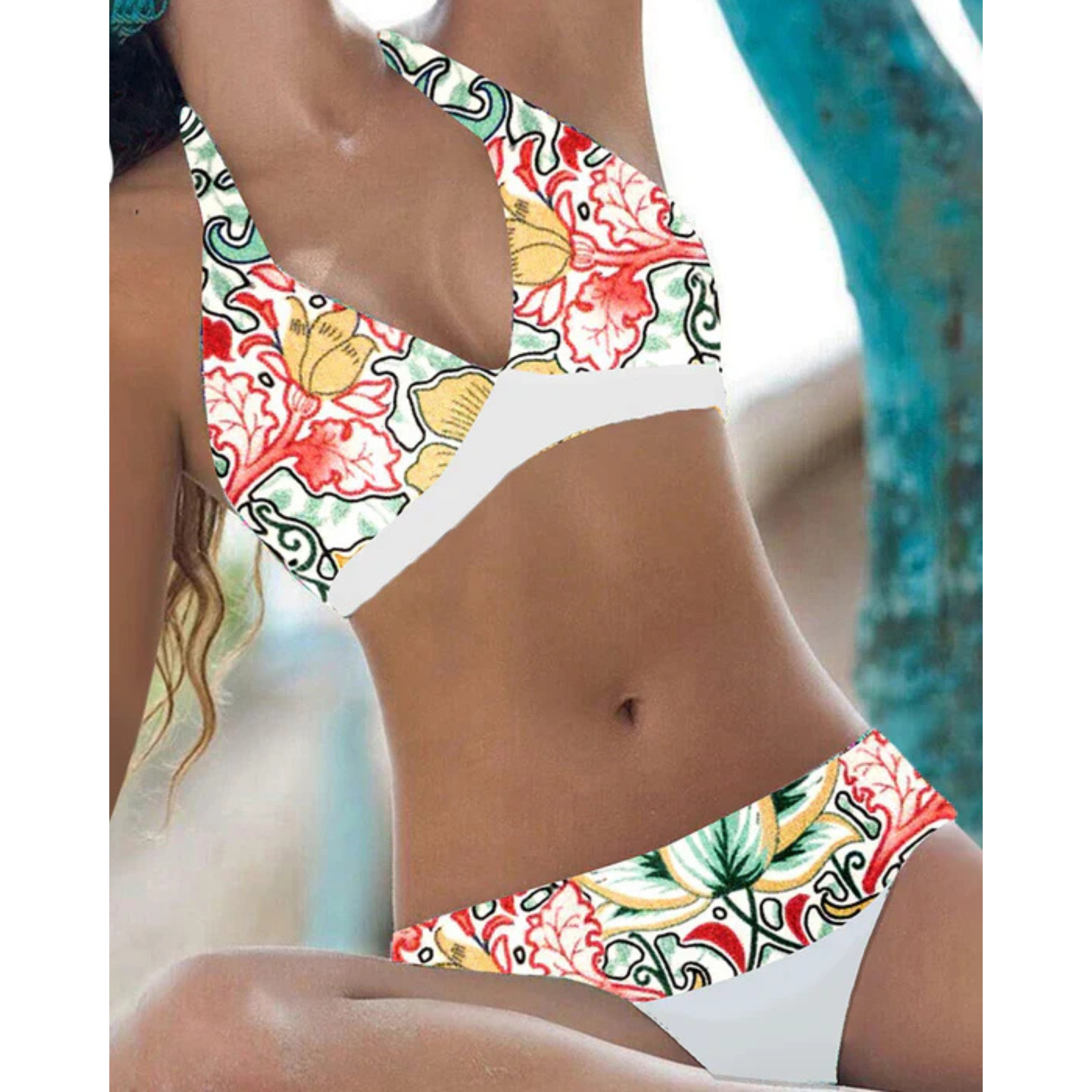 Aitana | Bikini Estampado Floral Mujer Escote Triangular