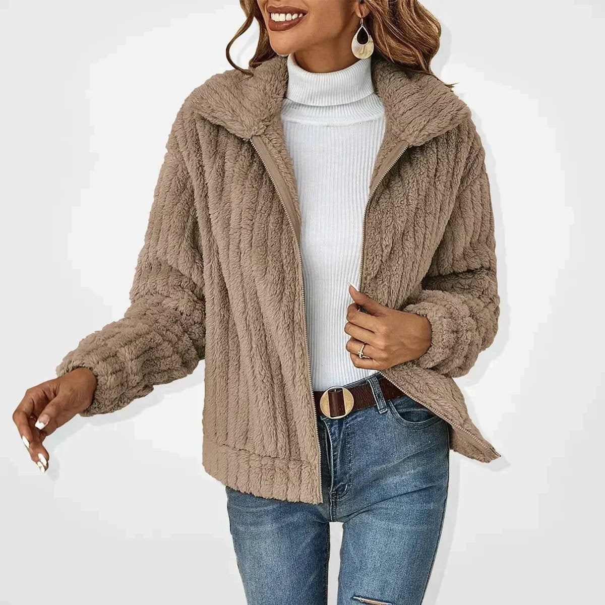 Aitana | Chaqueta de Forro Polar Mujer Cremallera Cuello Solapa