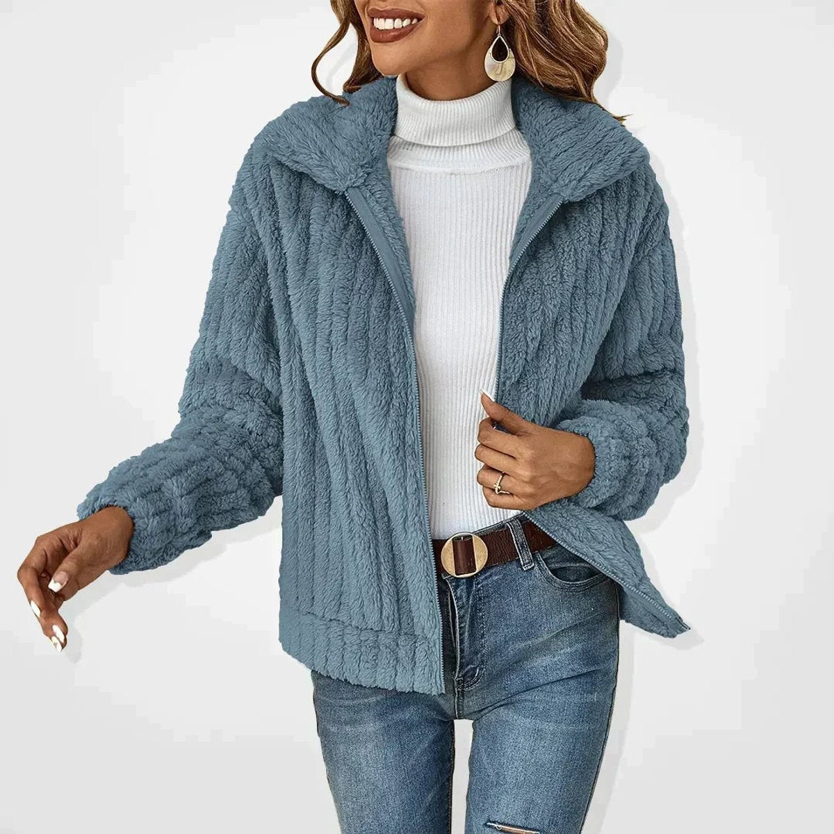 Aitana | Chaqueta de Forro Polar Mujer Cremallera Cuello Solapa