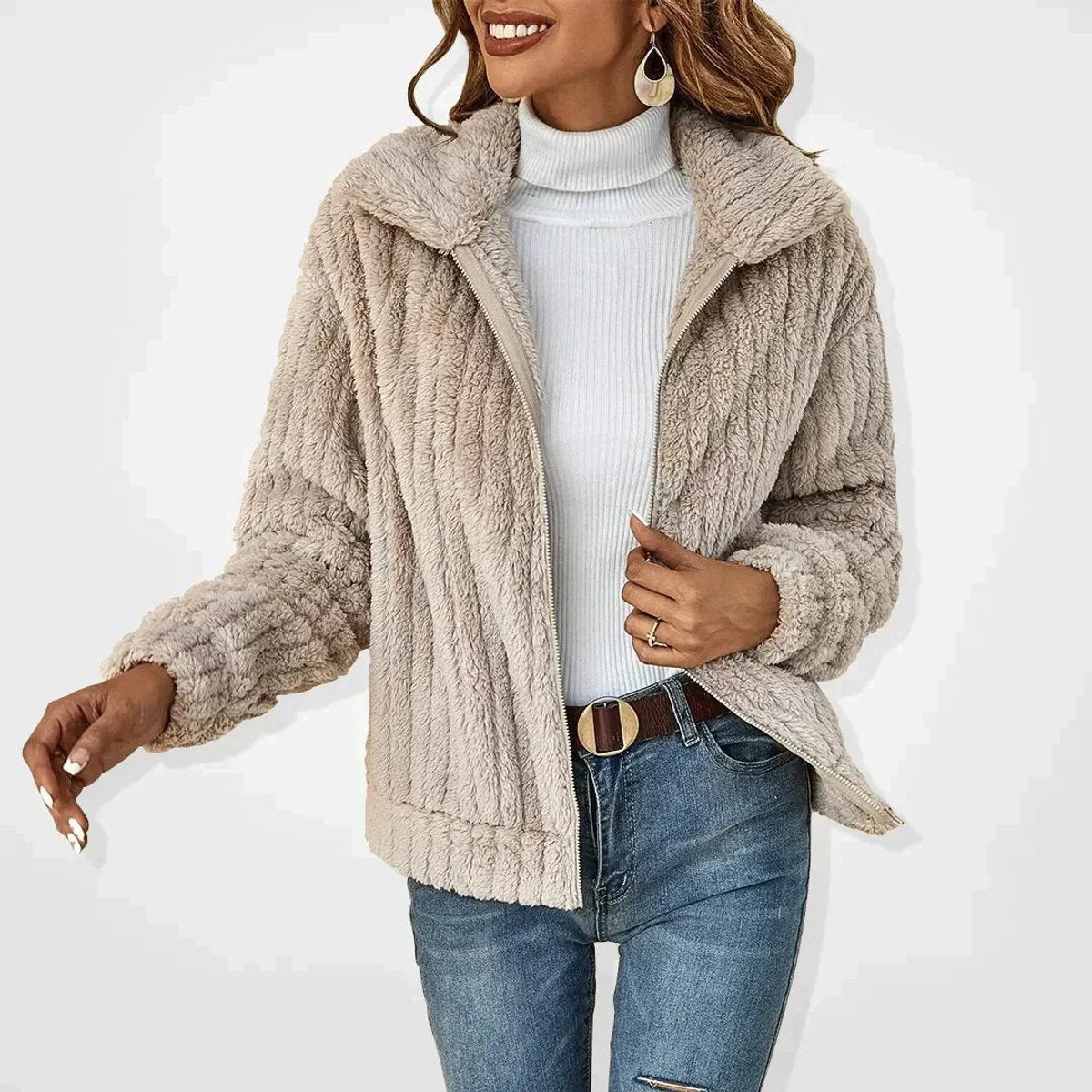 Aitana | Chaqueta de Forro Polar Mujer Cremallera Cuello Solapa
