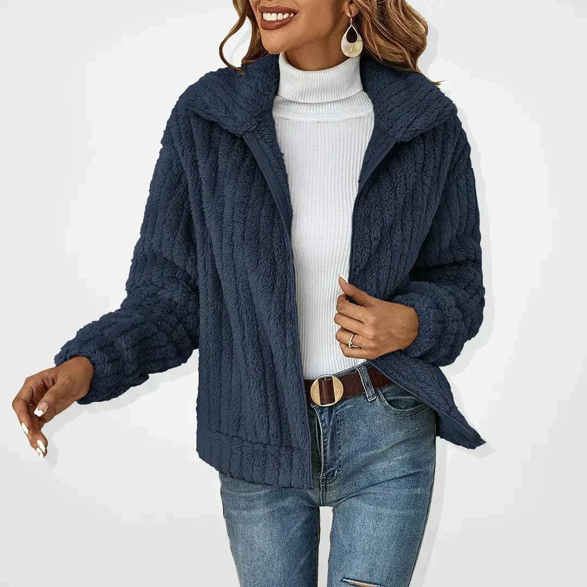 Aitana | Chaqueta de Forro Polar Mujer Cremallera Cuello Solapa