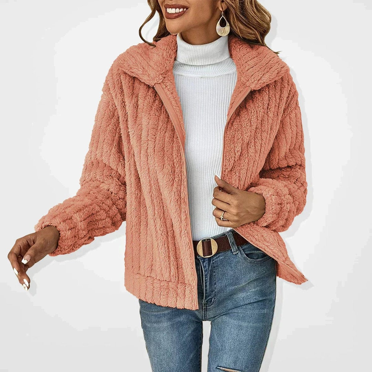 Aitana | Chaqueta de Forro Polar Mujer Cremallera Cuello Solapa