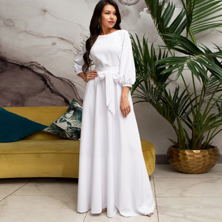 Aitana | Vestido de Novia Sencillo Largo Mujer Manga Cinturón