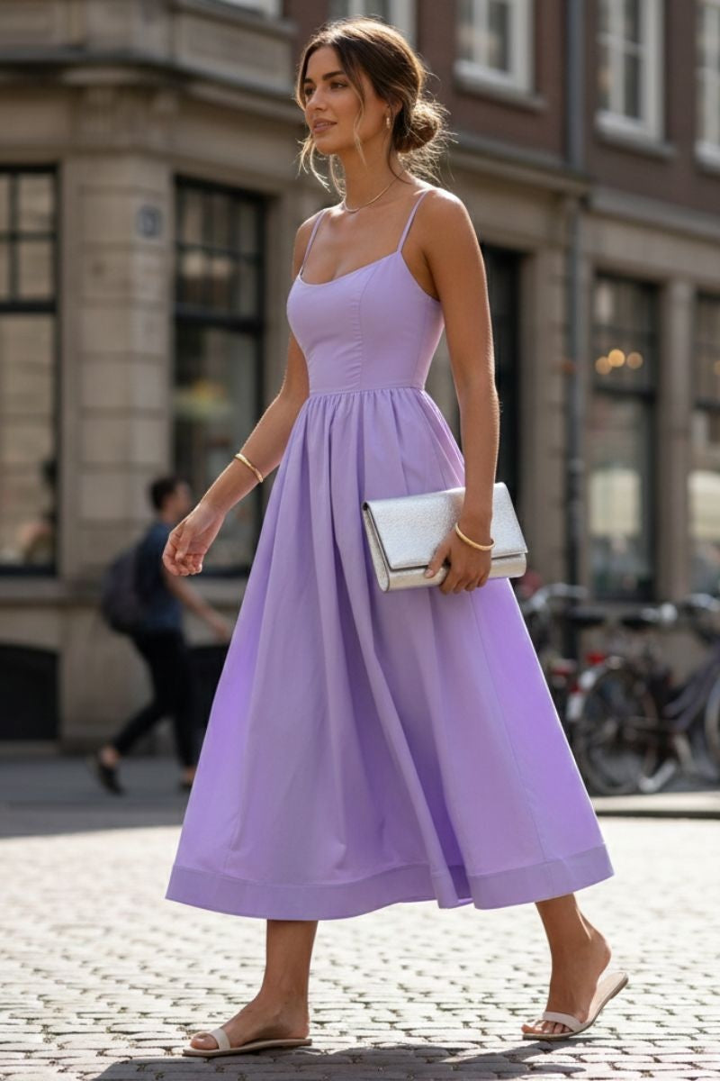 Aitana | Vestido de Novia Sencillo Midi Mujer Tirantes Escote Redondo