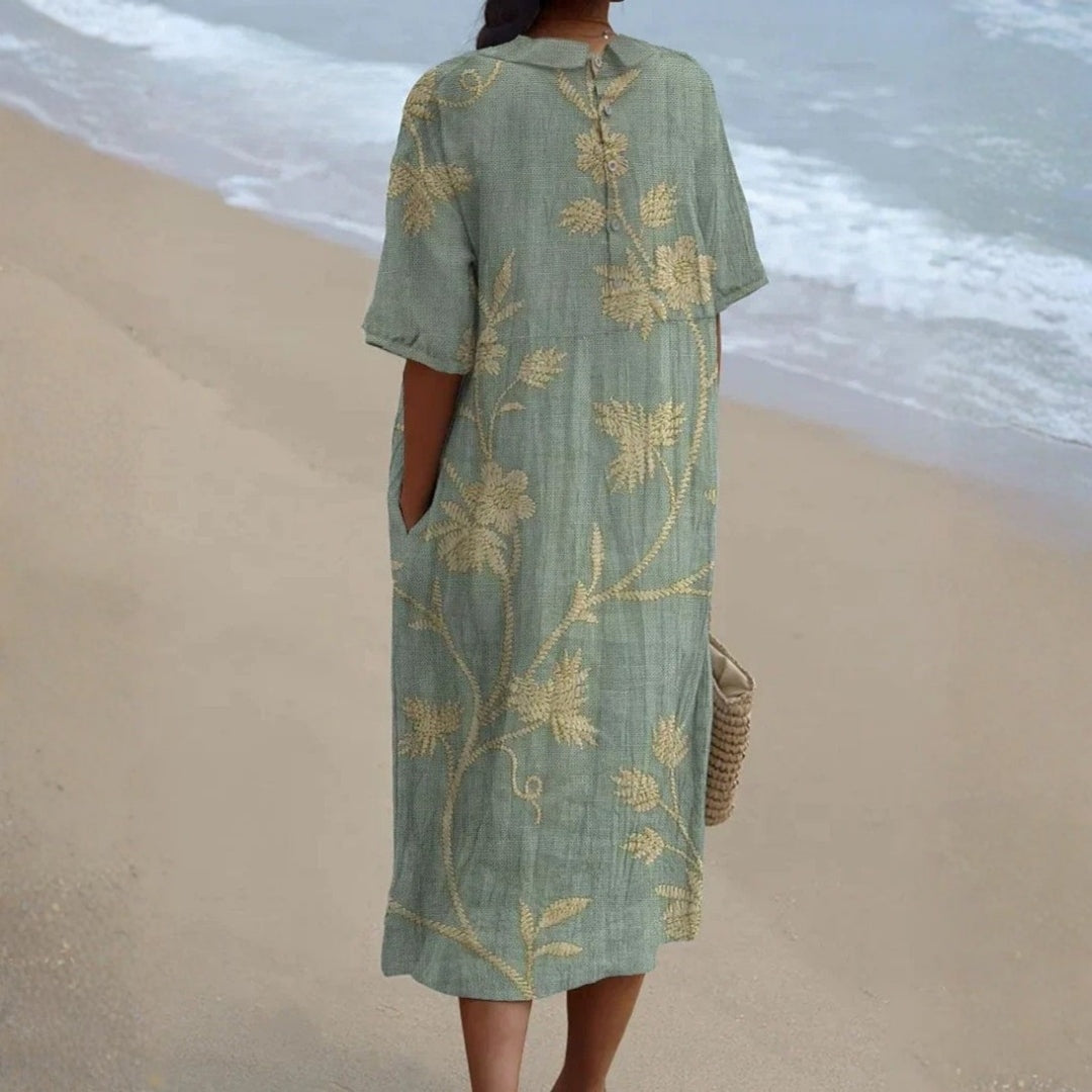 Aitana | Vestido Midi de Punto Mujer Estampado Bosque