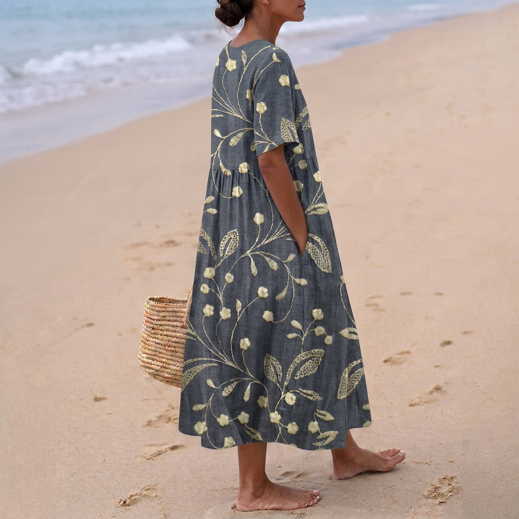 Aitana | Vestido Midi de Punto Mujer Estampado Bosque