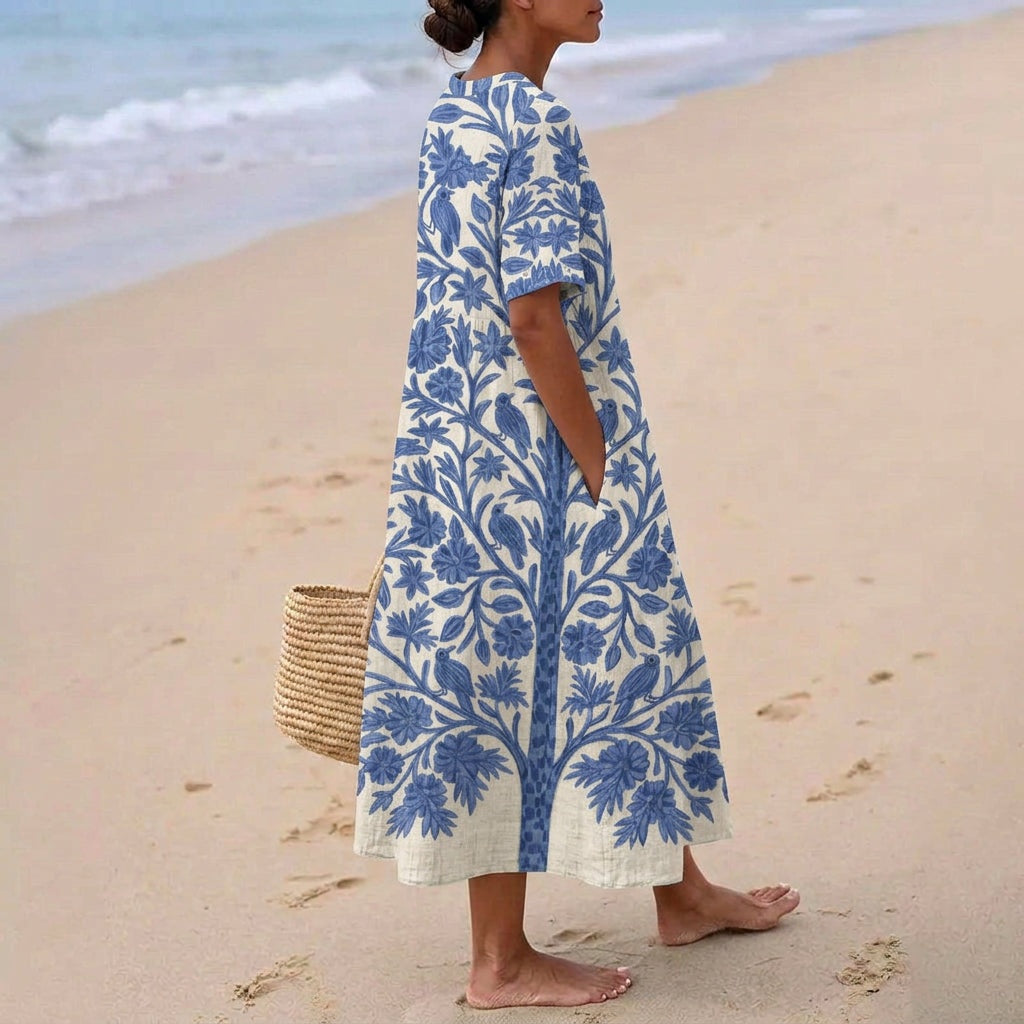 Aitana | Vestido Midi de Punto Mujer Estampado Bosque
