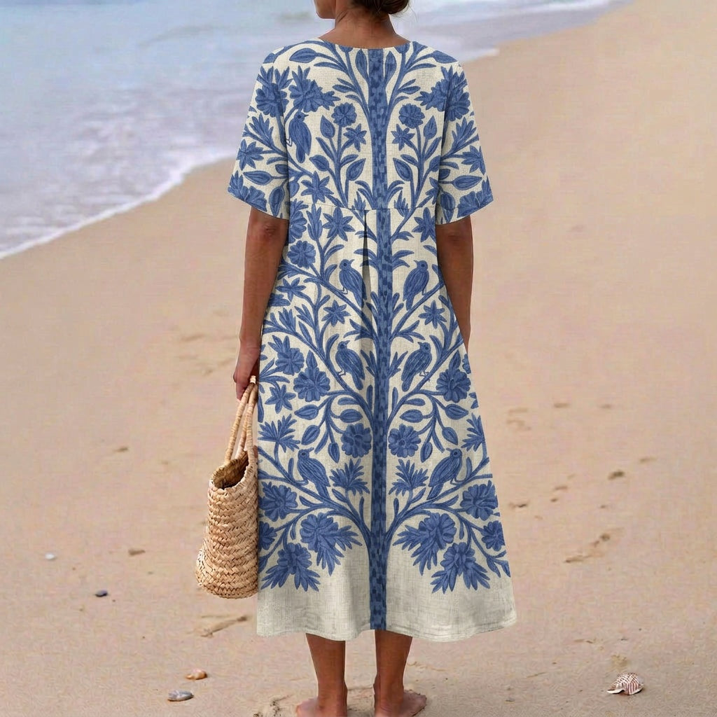 Aitana | Vestido Midi de Punto Mujer Estampado Bosque