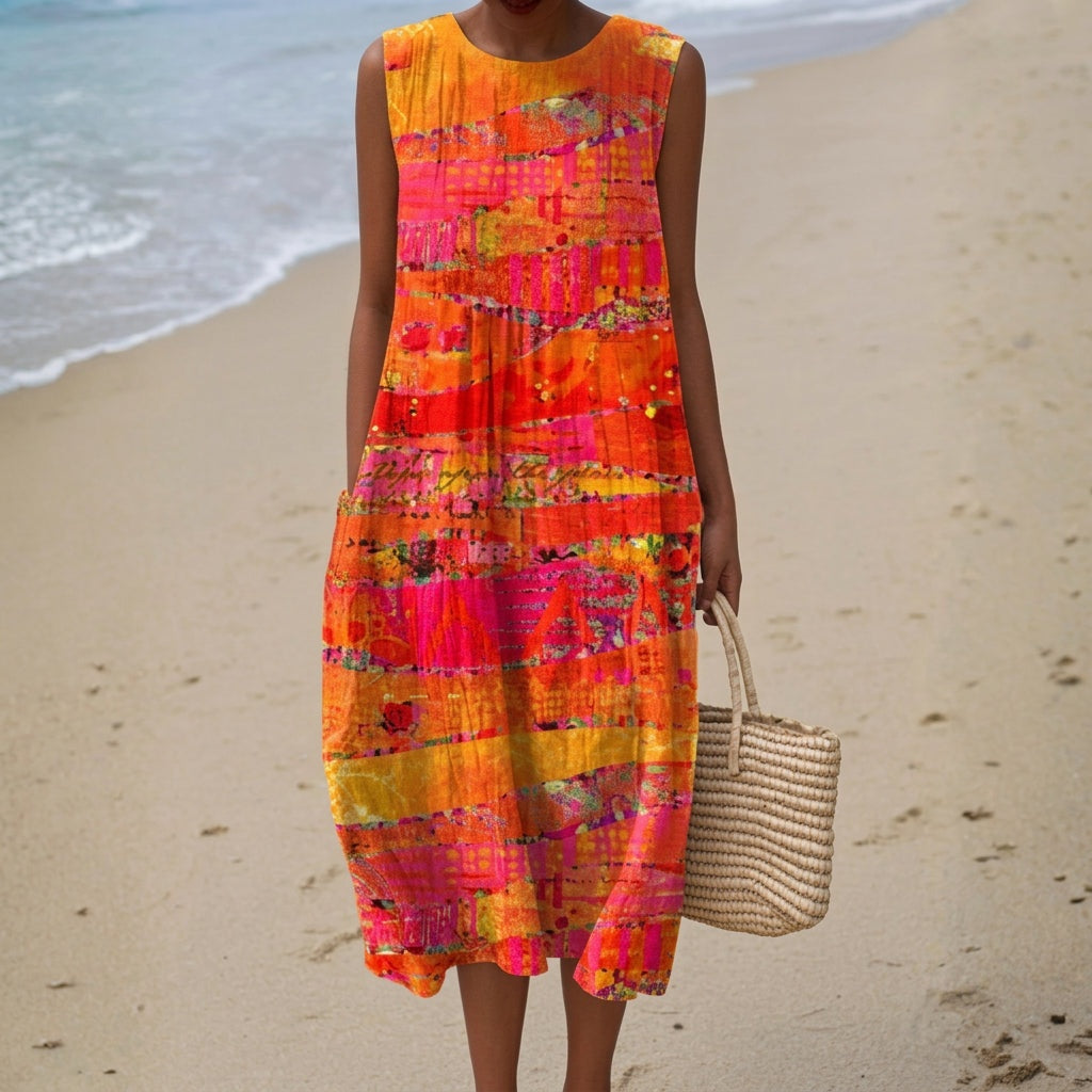 Aitana | Vestido Midi de Punto Mujer Estampado Bosque