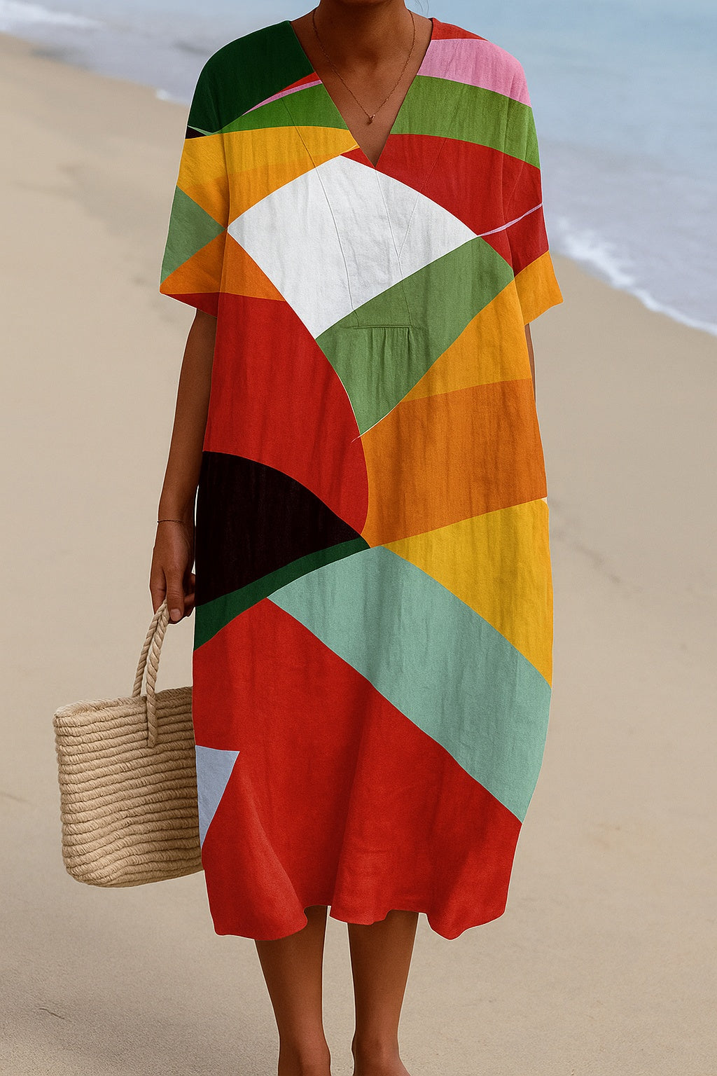 Aitana | Vestido Midi de Punto Mujer Estampado Bosque