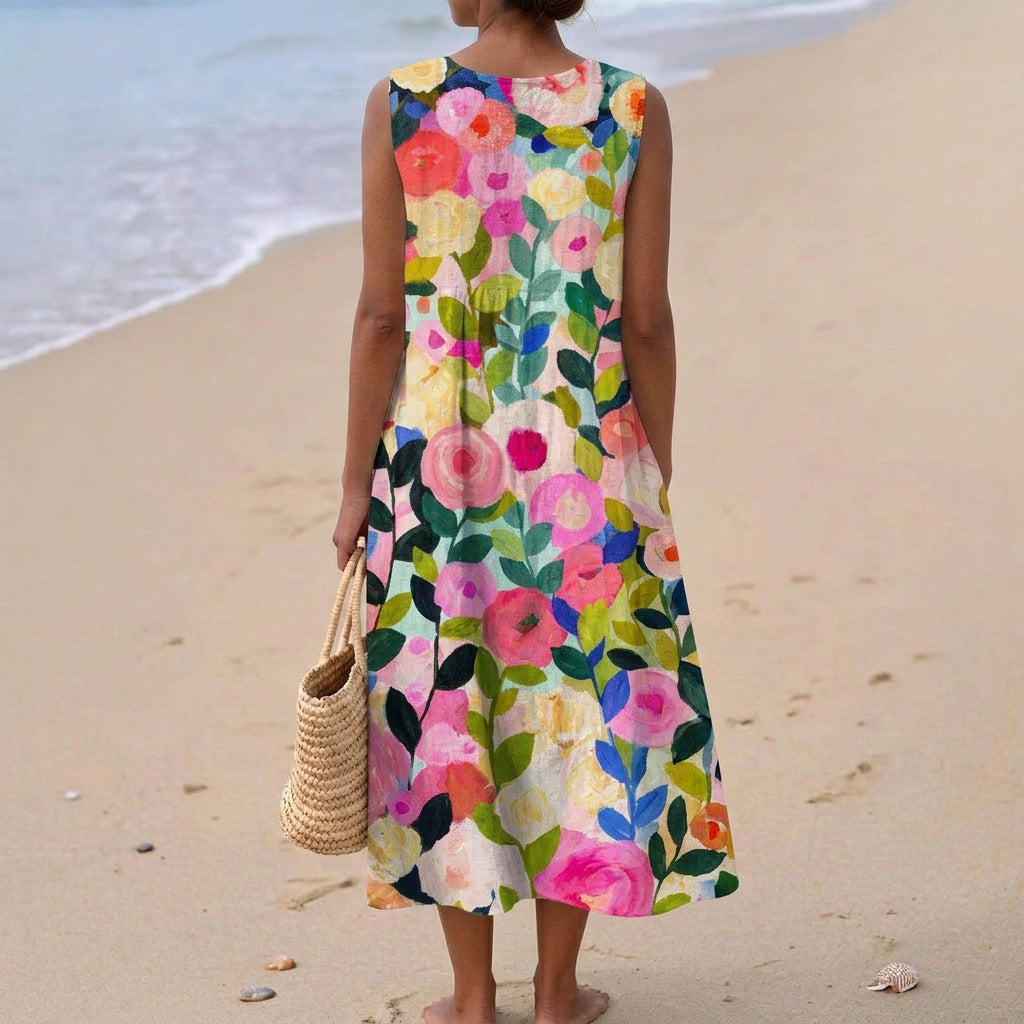 Aitana | Vestido Midi de Punto Mujer Estampado Bosque