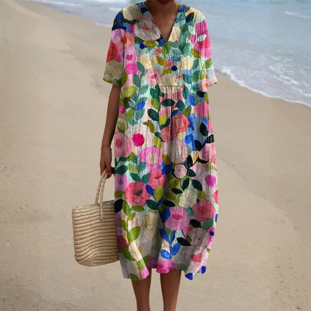 Aitana | Vestido Midi de Punto Mujer Estampado Bosque