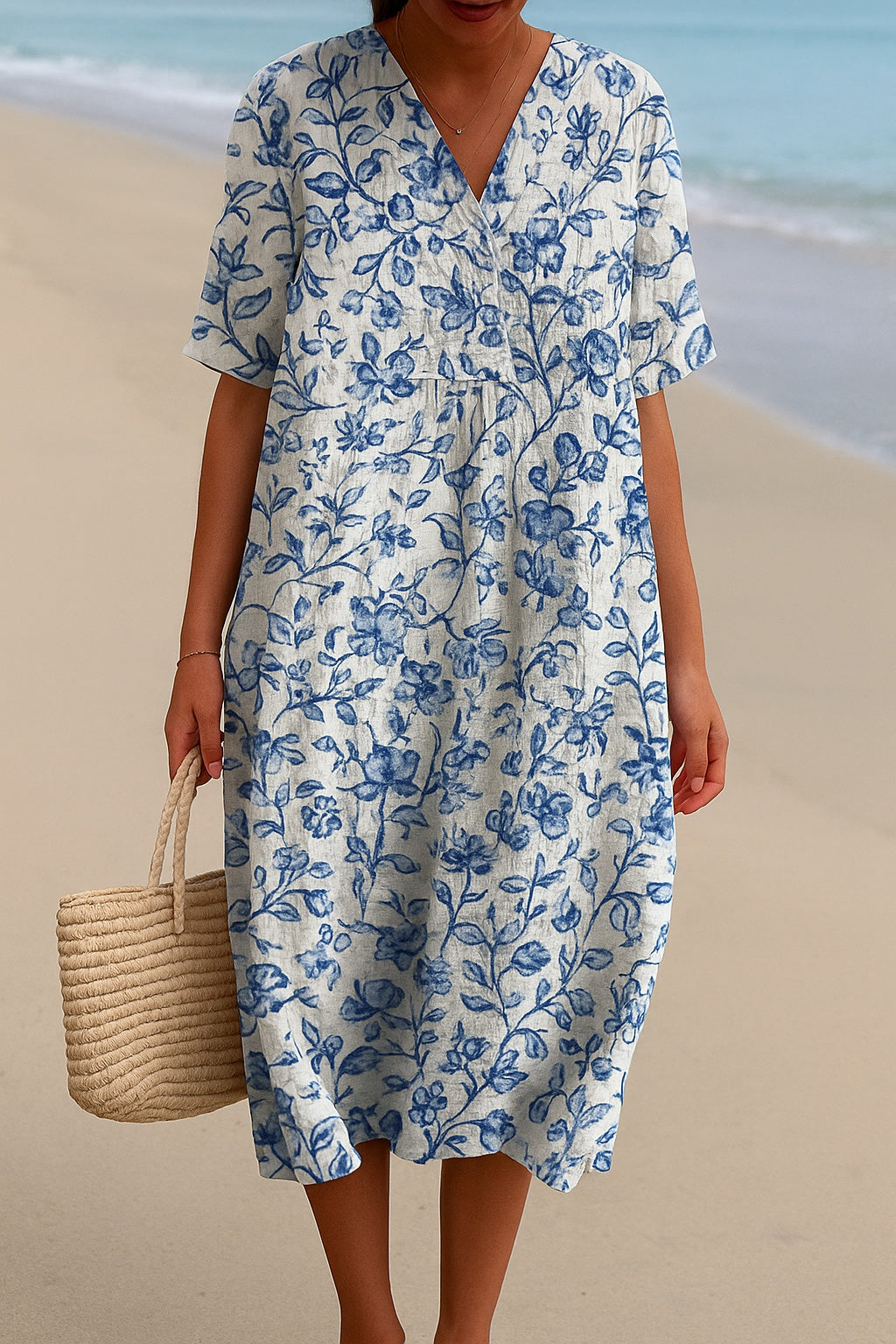 Aitana | Vestido Midi de Punto Mujer Estampado Bosque