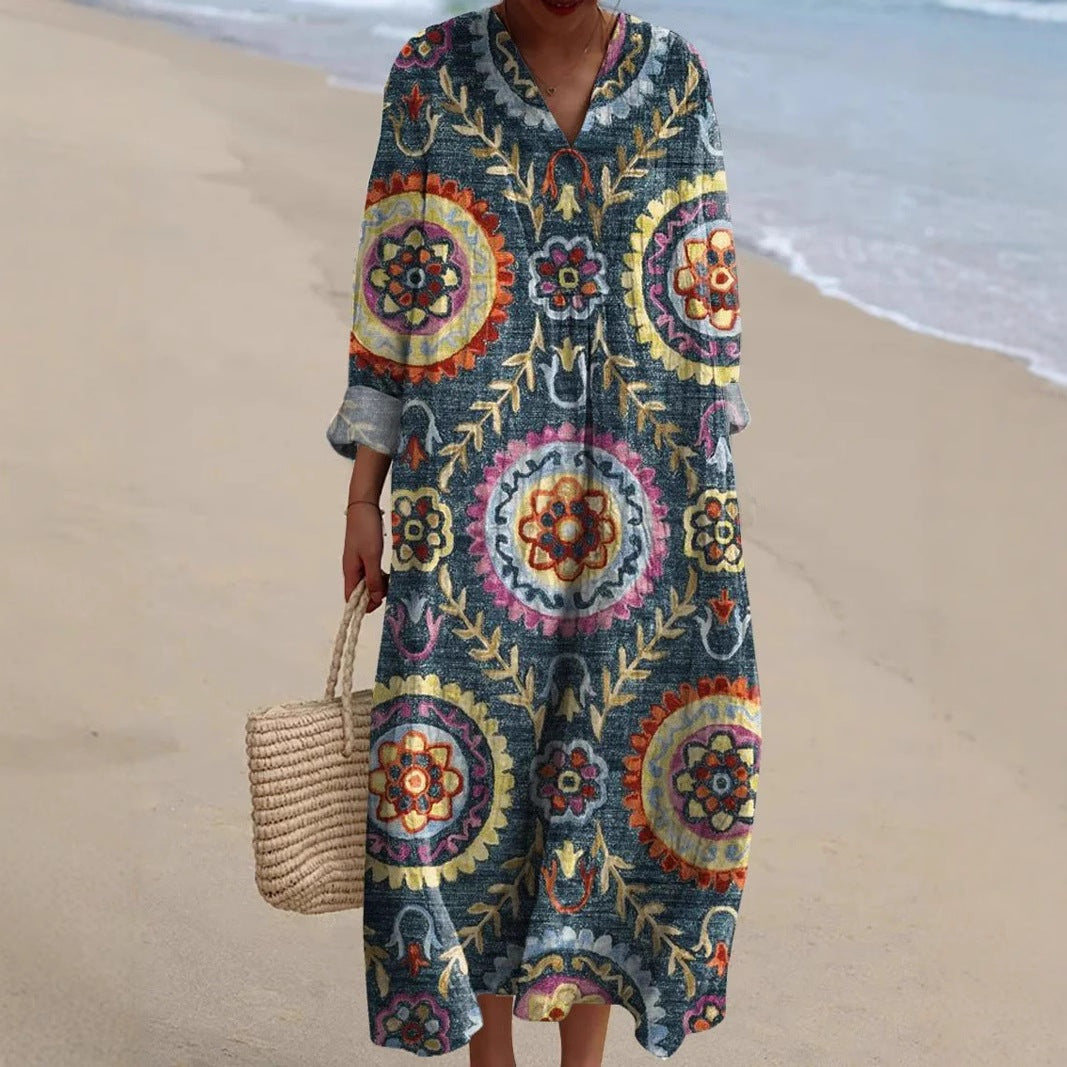 Aitana | Vestido Midi de Punto Mujer Estampado Bosque
