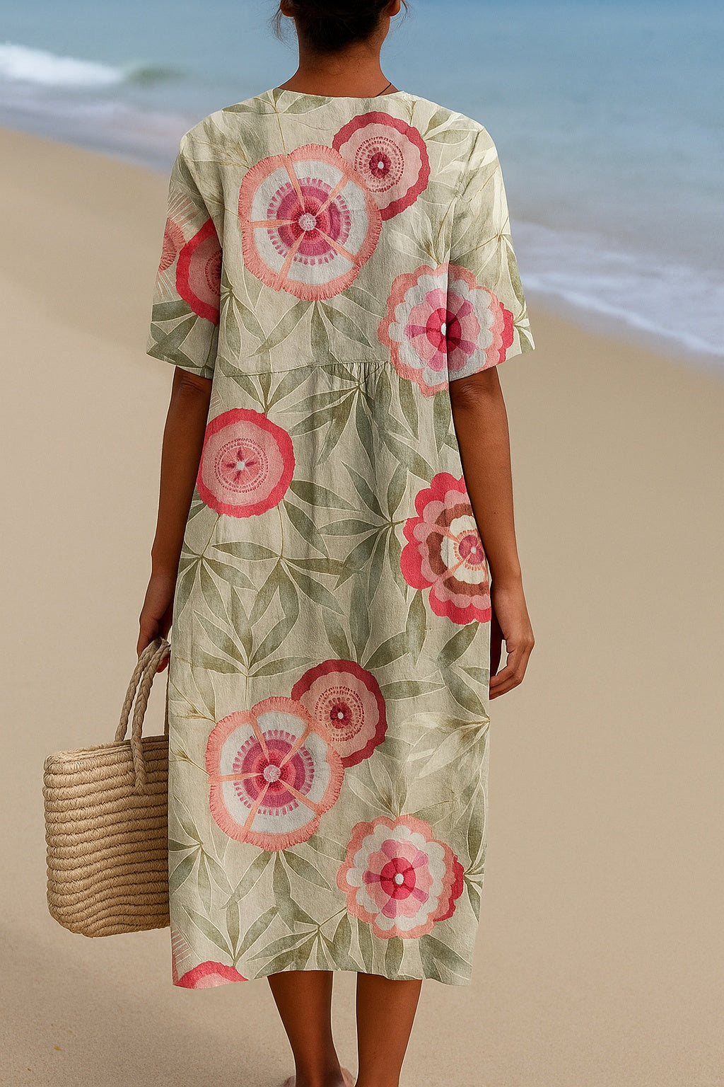 Aitana | Vestido Midi de Punto Mujer Estampado Bosque