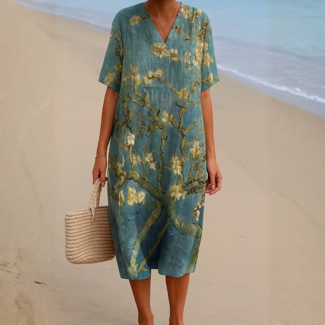 Aitana | Vestido Midi de Punto Mujer Estampado Bosque