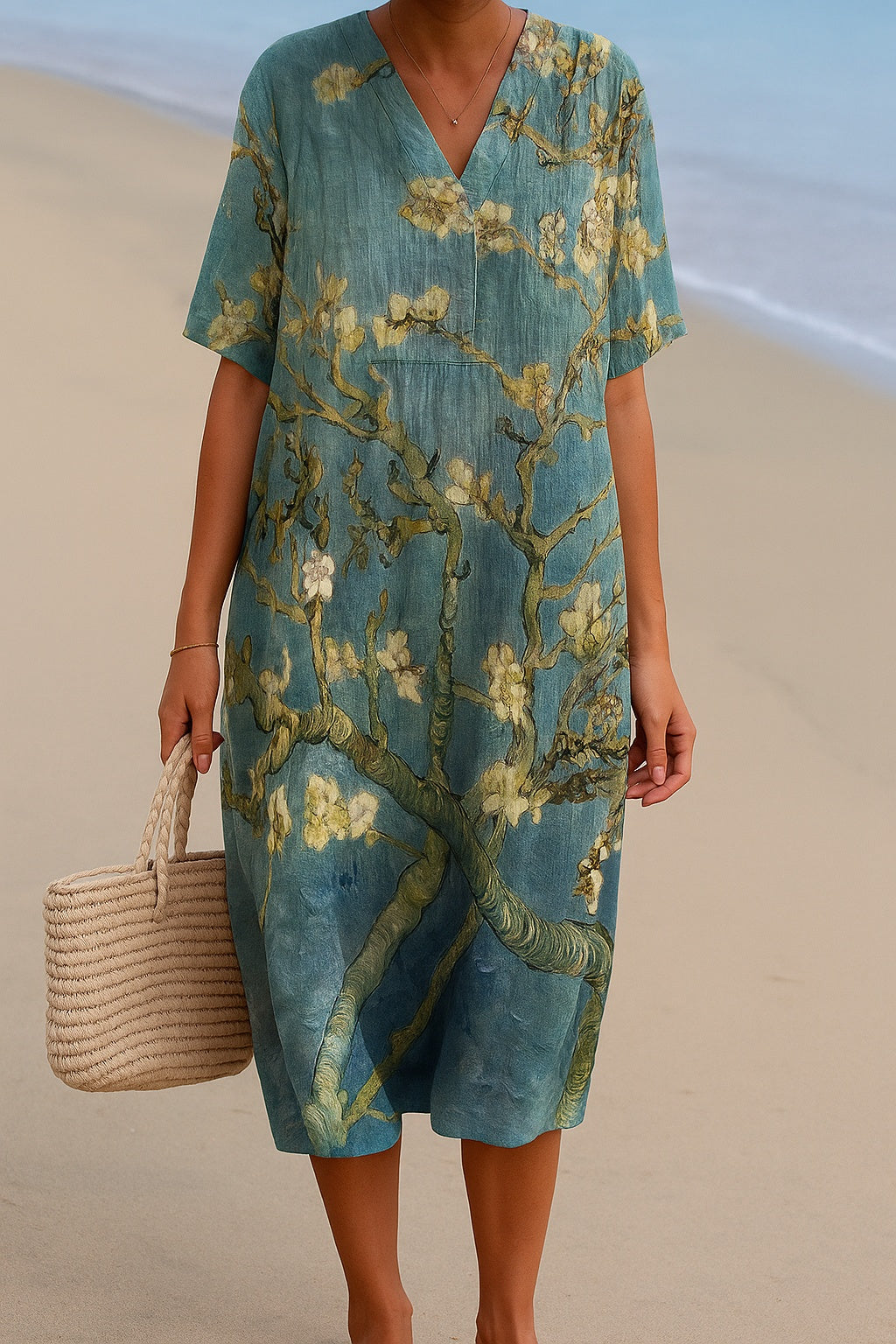 Aitana | Vestido Midi de Punto Mujer Estampado Bosque