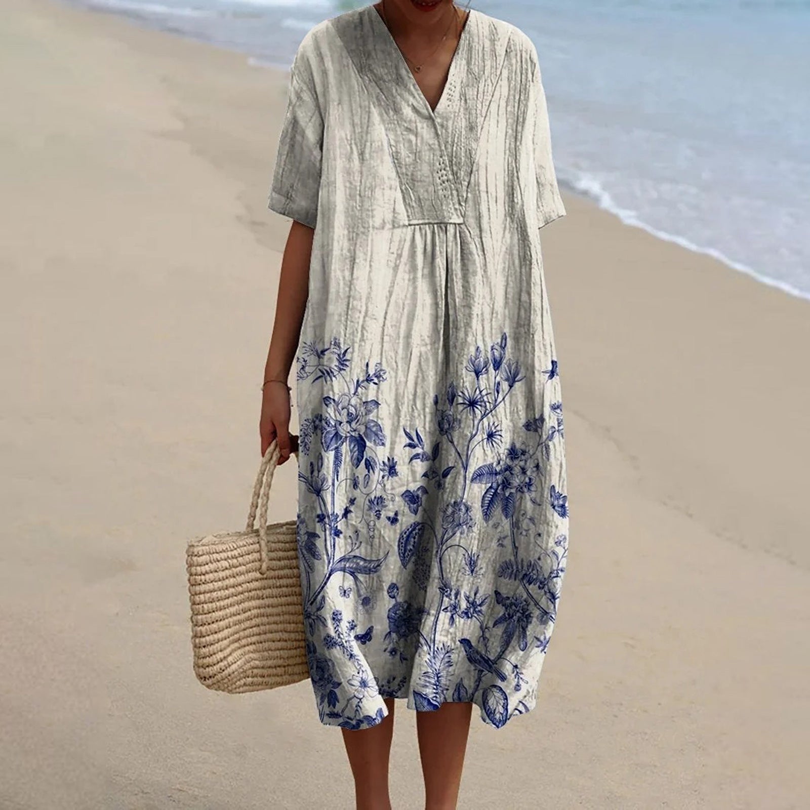 Aitana | Vestido Midi de Punto Mujer Estampado Bosque