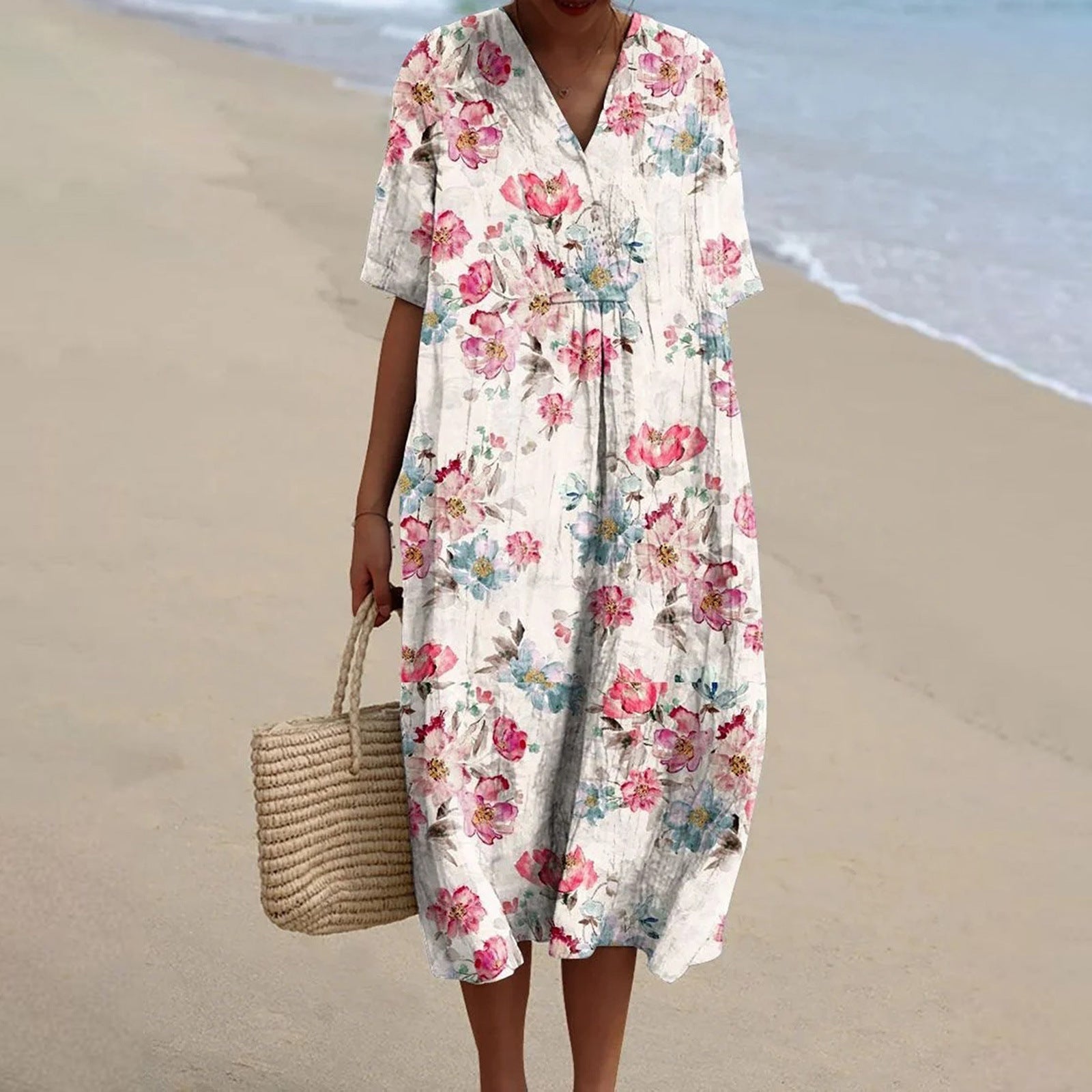 Aitana | Vestido Midi de Punto Mujer Estampado Bosque