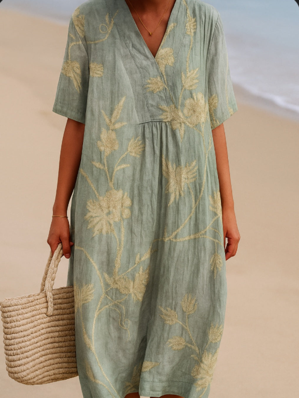 Aitana | Vestido Midi de Punto Mujer Estampado Bosque