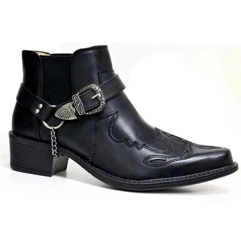 Aitor | Botas Cowboy Hombre Piel Hebilla Cadena