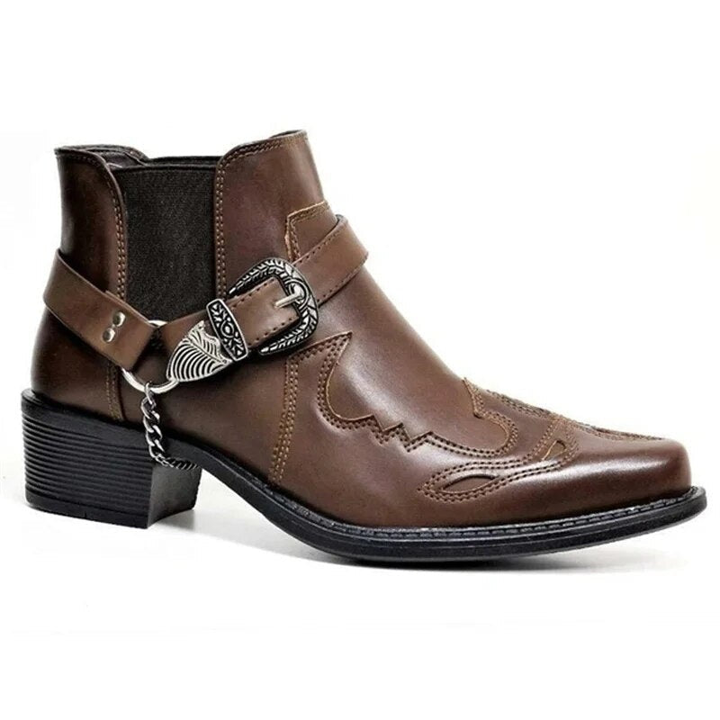 Aitor | Botas Cowboy Hombre Piel Hebilla Cadena