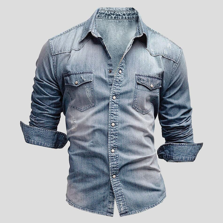 Aitor | Camisa Vaquera de Manga Larga Hombre Bolsillos Pecho