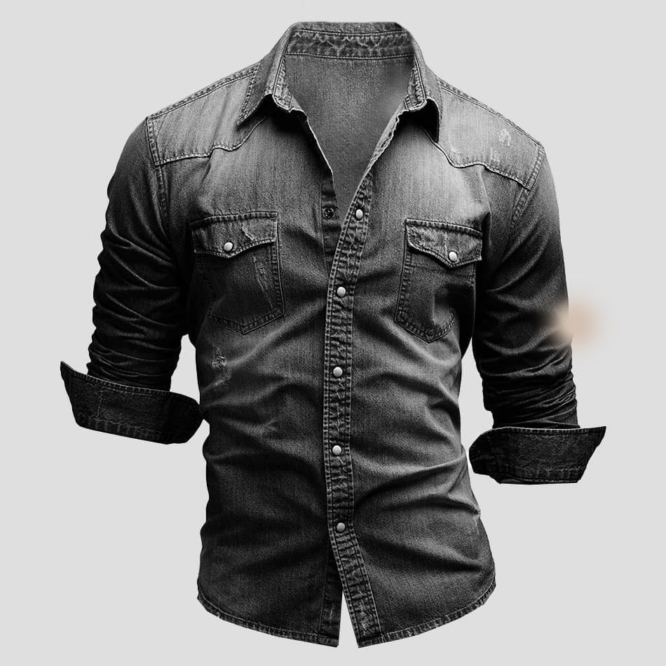 Aitor | Camisa Vaquera de Manga Larga Hombre Bolsillos Pecho