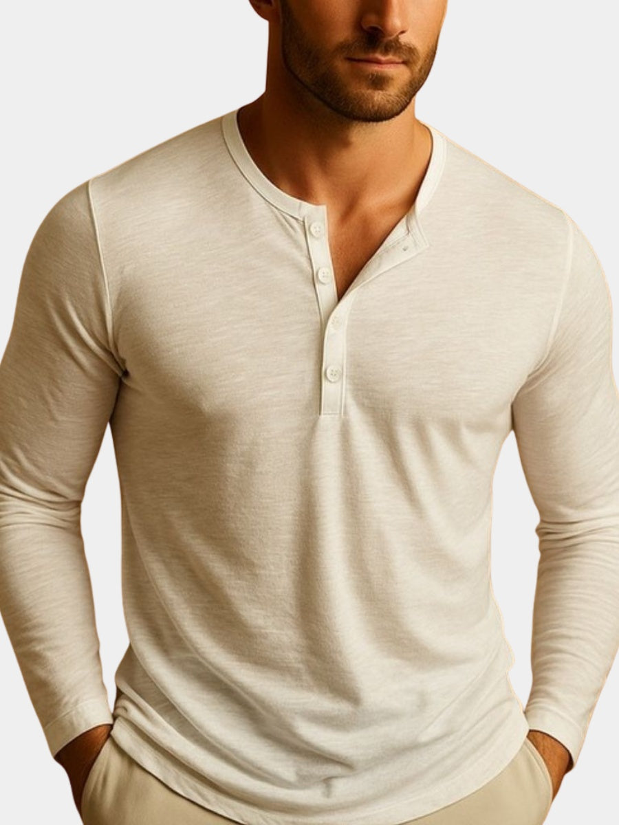 Aitor | Camiseta Henley de Manga Larga Hombre Slim Fit