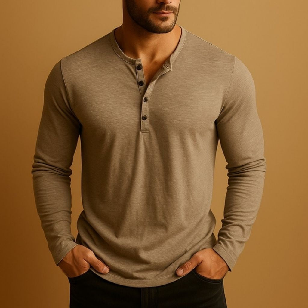 Aitor | Camiseta Henley de Manga Larga Hombre Slim Fit