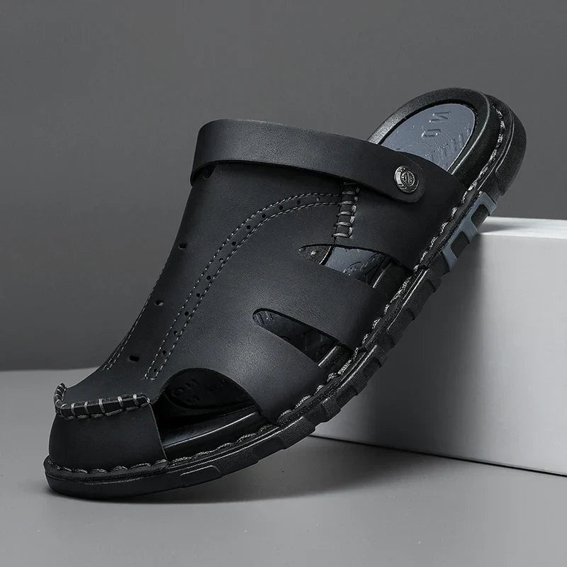 Aitor | Mules de Cuero Cerrado Hombre Costura Artesanal