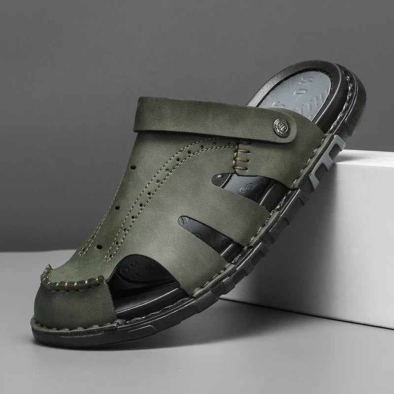 Aitor | Mules de Cuero Cerrado Hombre Costura Artesanal