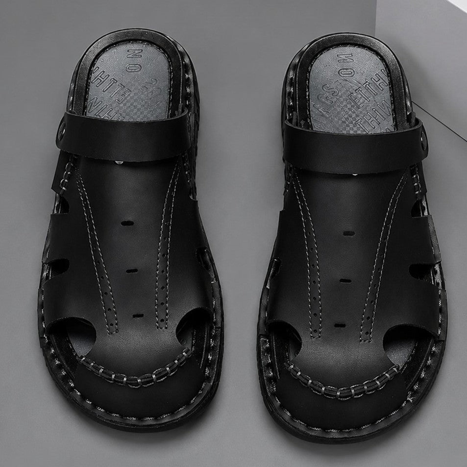 Aitor | Mules de Cuero Cerrado Hombre Costura Artesanal